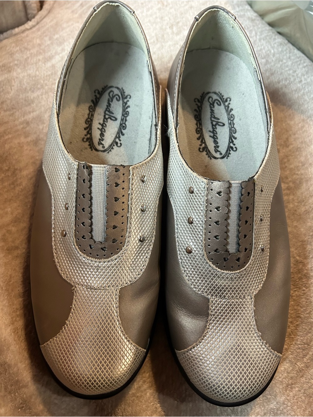 Women’s Fiona SandBaggers Golf Shoes — Taupe and Light Gray